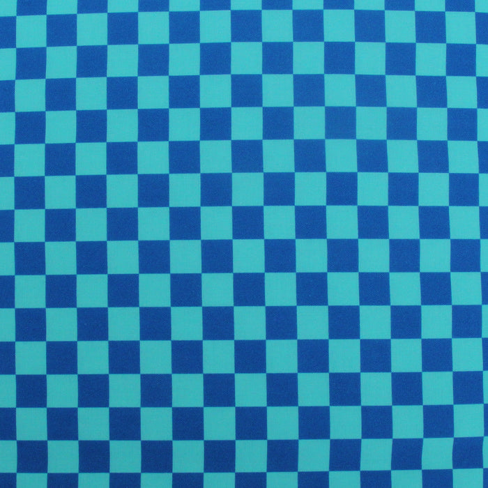 Premium Cotton Quilting Fabric Sold By The Yard - Confetti Brights Collection - Aqua Check - Threadart.com
