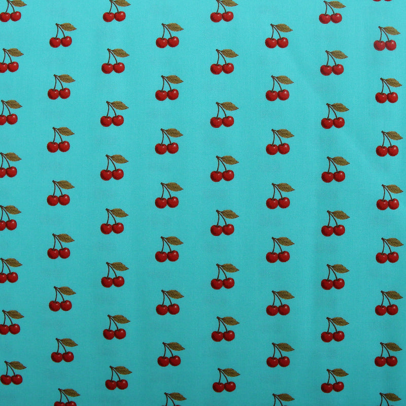 Premium Cotton Quilting Fabric Sold By The Yard - Confetti Brights Collection - Aqua Cherry - Threadart.com