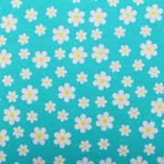 Premium Cotton Quilting Fabric Sold By The Yard - Confetti Brights Collection - Aqua Daisies - Threadart.com