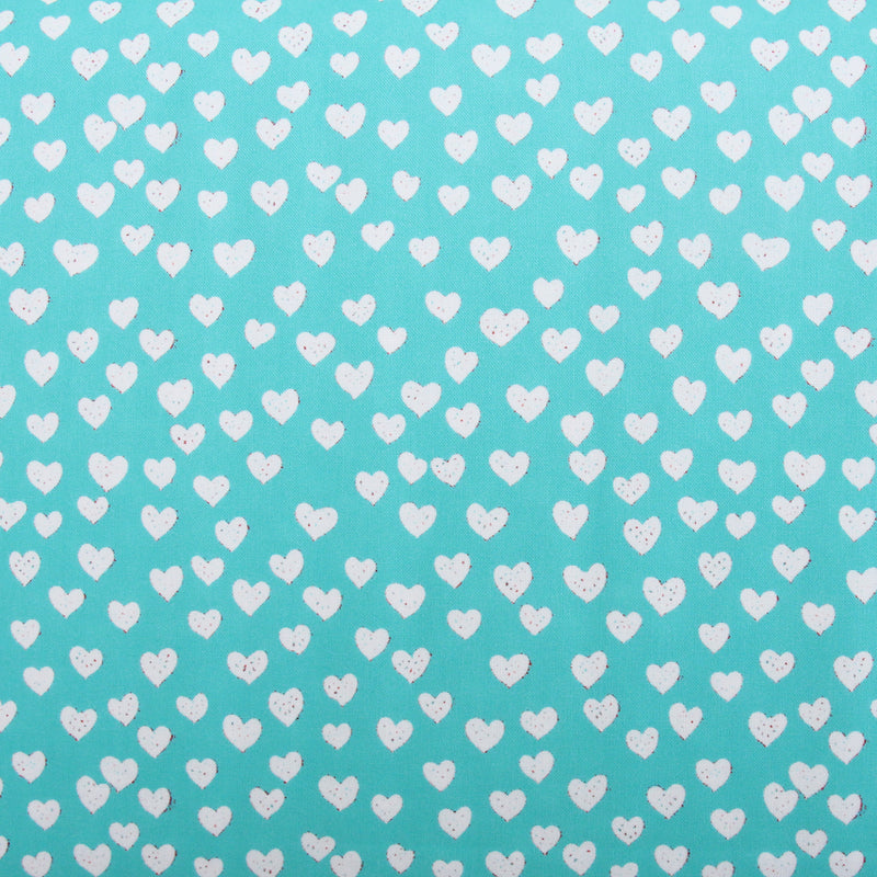 Premium Cotton Quilting Fabric Sold By The Yard - Confetti Brights Collection - Aqua Heart - Threadart.com