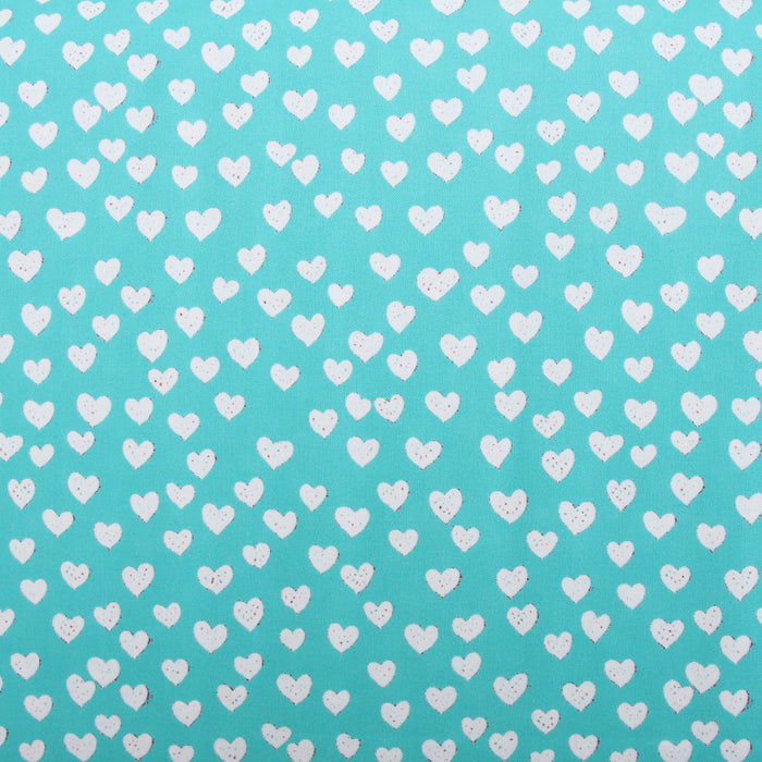 Premium Cotton Quilting Fabric Sold By The Yard - Confetti Brights Collection - Aqua Heart - Threadart.com