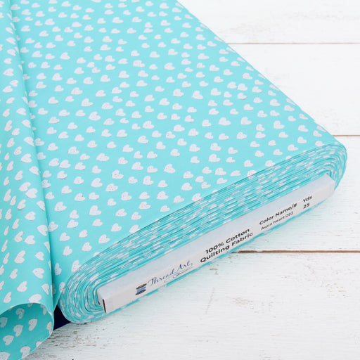 Premium Cotton Quilting Fabric Sold By The Yard - Confetti Brights Collection - Aqua Heart - Threadart.com