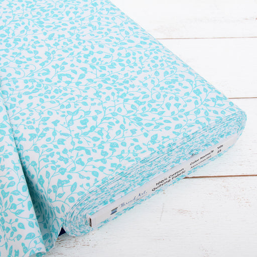 Premium Cotton Quilting Fabric Sold By The Yard - Confetti Brights Collection - Aqua Vine - Threadart.com