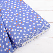 Premium Cotton Quilting Fabric Sold By The Yard - Confetti Brights Collection - Blue White Orange Dot - Threadart.com