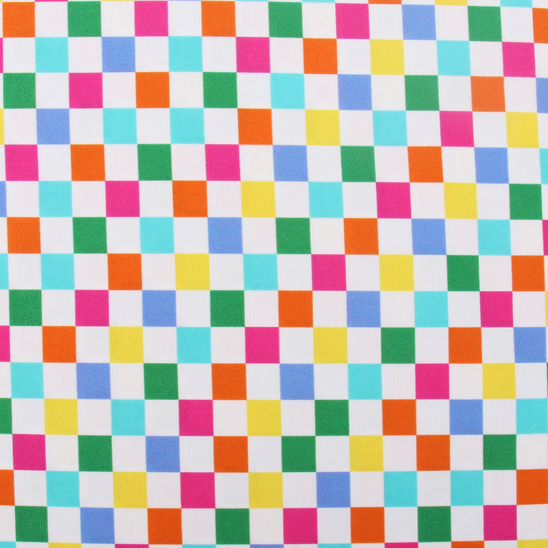 Premium Cotton Quilting Fabric Sold By The Yard - Confetti Brights Collection - Checked - Threadart.com