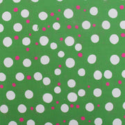 Premium Cotton Quilting Fabric Sold By The Yard - Confetti Brights Collection - Green with Pink White Dot - Threadart.com
