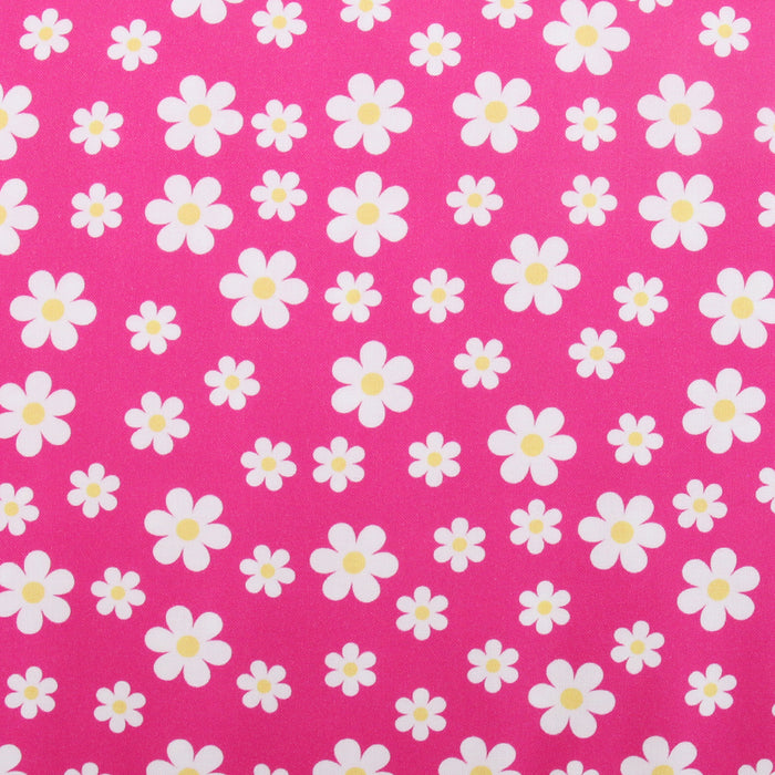 Premium Cotton Quilting Fabric Sold By The Yard - Confetti Brights Collection - Hot Pink Daisies - Threadart.com