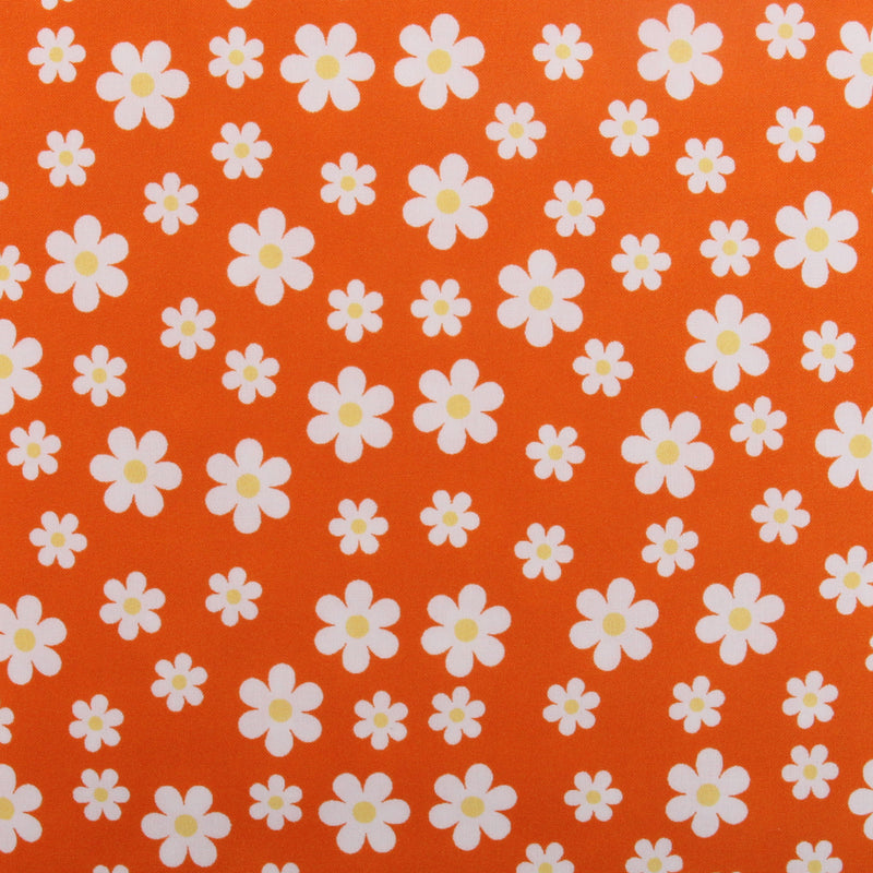 Premium Cotton Quilting Fabric Sold By The Yard - Confetti Brights Collection - Orange Daisies - Threadart.com