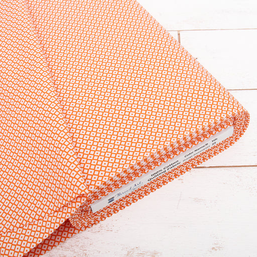 Premium Cotton Quilting Fabric Sold By The Yard - Confetti Brights Collection - Orange Diamonds - Threadart.com