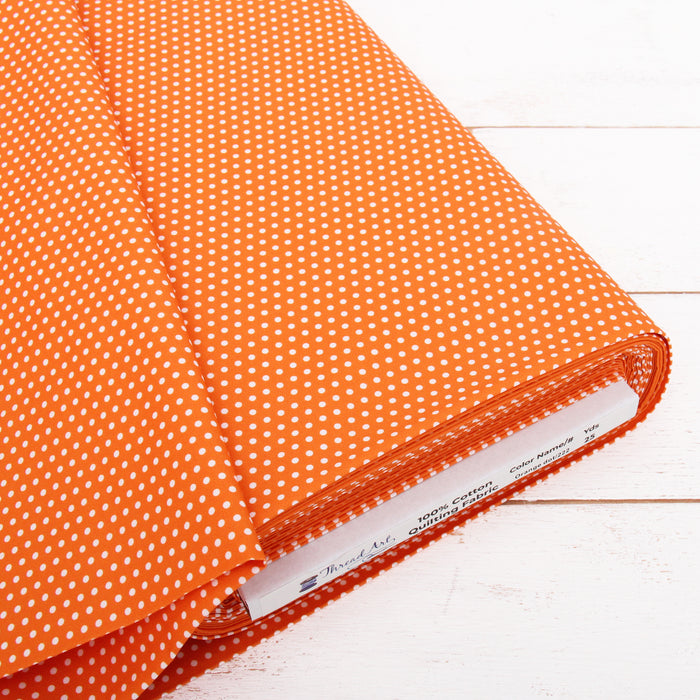 Premium Cotton Quilting Fabric Sold By The Yard - Confetti Brights Collection - Orange Dots - Threadart.com