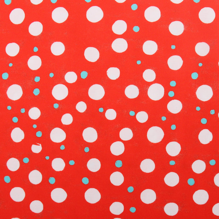 Premium Cotton Quilting Fabric Sold By The Yard - Confetti Brights Collection - Red White Aqua Dots - Threadart.com