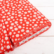 Premium Cotton Quilting Fabric Sold By The Yard - Confetti Brights Collection - Red Daisies - Threadart.com