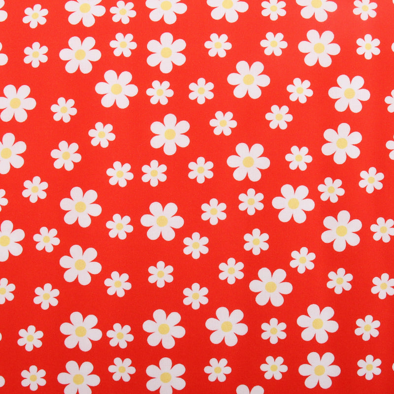 Premium Cotton Quilting Fabric Sold By The Yard - Confetti Brights Collection - Red Daisies - Threadart.com