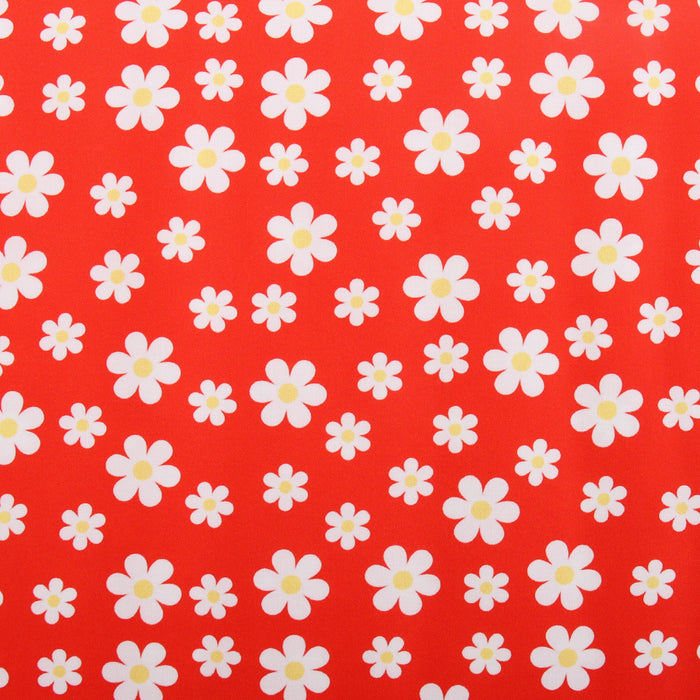 Premium Cotton Quilting Fabric Sold By The Yard - Confetti Brights Collection - Red Daisies - Threadart.com