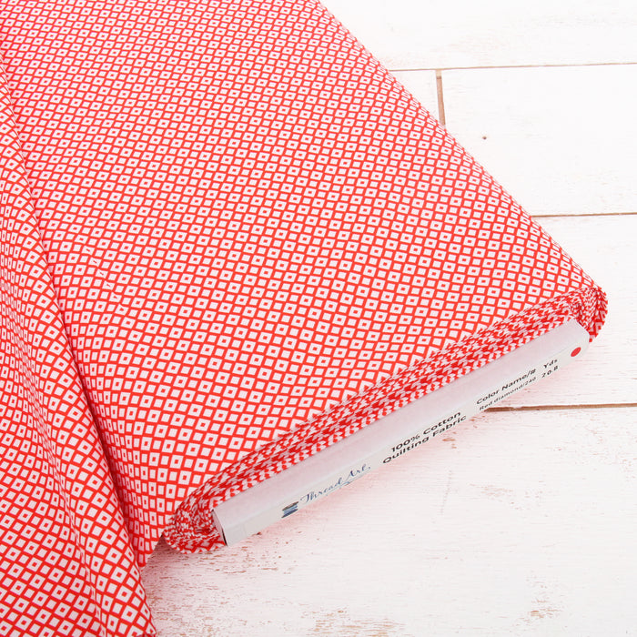 Premium Cotton Quilting Fabric Sold By The Yard - Confetti Brights Collection - Red Diamonds - Threadart.com
