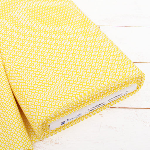 Premium Cotton Quilting Fabric Sold By The Yard - Confetti Brights Collection - Yellow Diamonds - Threadart.com