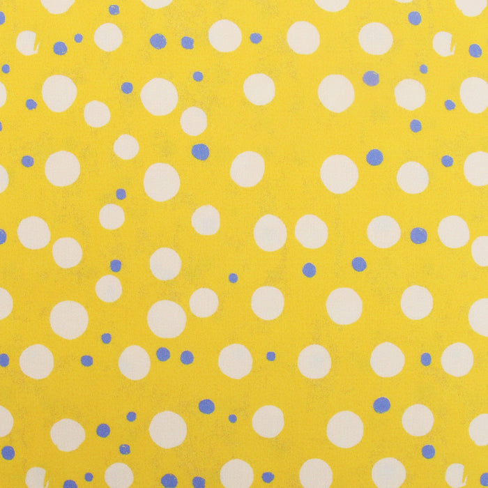 Premium Cotton Quilting Fabric Sold By The Yard - Confetti Brights Collection - Yellow White Blue Dots - Threadart.com