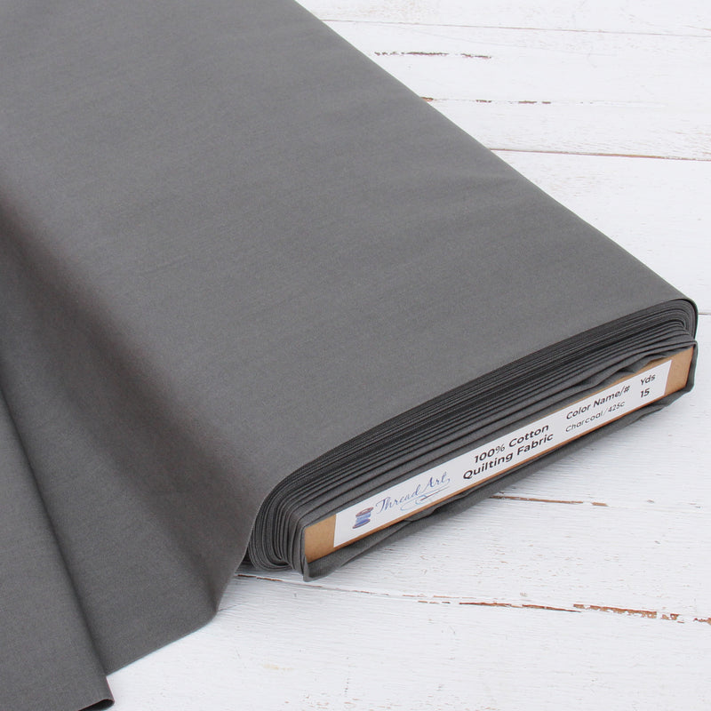 Premium Cotton Quilting Fabric Sold By The Yard - Solid Charcoal - Threadart.com