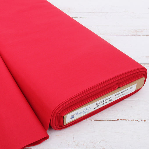 Premium Cotton Quilting Fabric Sold By The Yard - Solid Christmas Red - Threadart.com