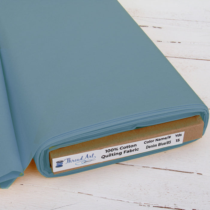 Premium Cotton Quilting Fabric Sold By The Yard - Solid Denim Blue