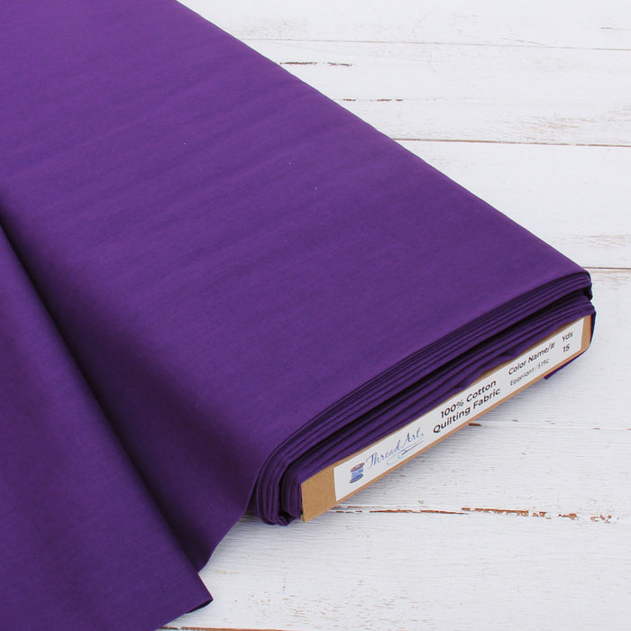 Premium Cotton Quilting Fabric Sold By The Yard - Solid Eggplant - Threadart.com