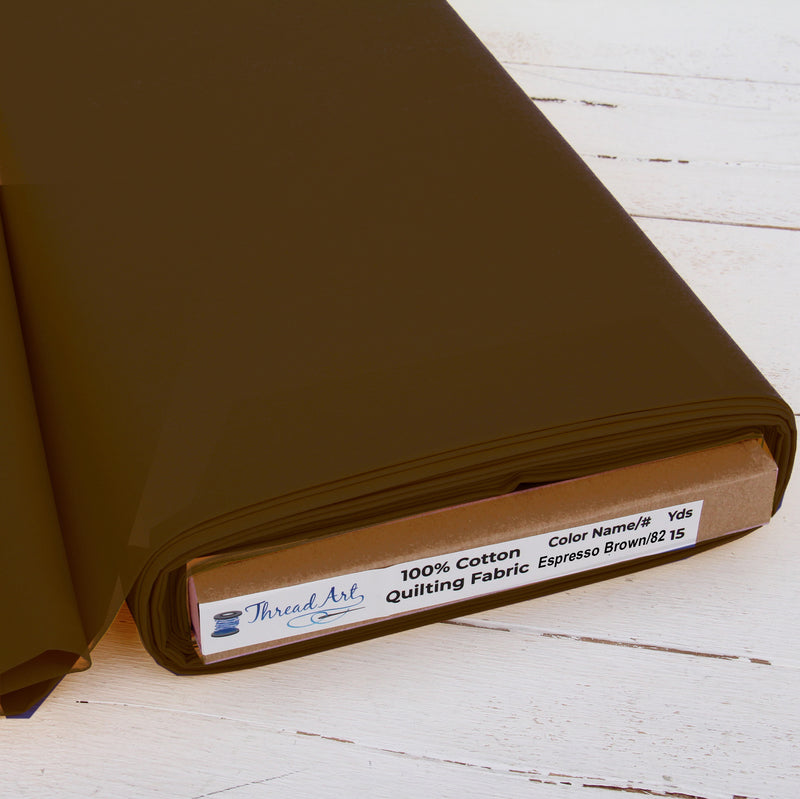 Premium Cotton Quilting Fabric Sold By The Yard - Solid Espresso Brown - Threadart.com