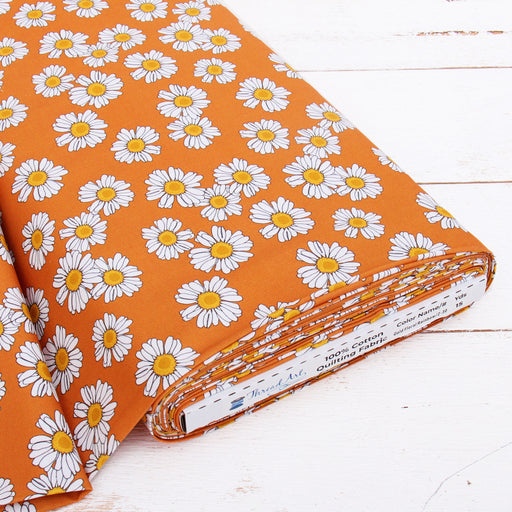Premium Cotton Quilting Fabric Sold By The Yard - Patterned Gold Floral - Threadart.com