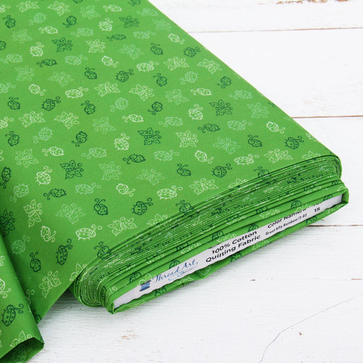 Premium Cotton Quilting Fabric Sold By The Yard - Patterned Green Butterfly - Threadart.com
