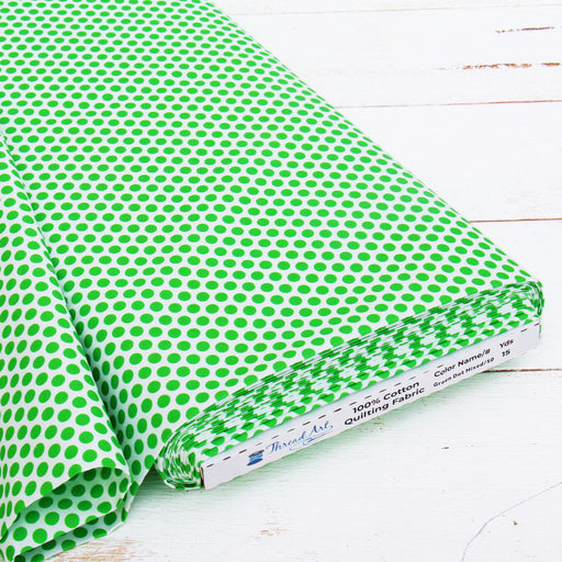 Premium Cotton Quilting Fabric Sold By The Yard - Patterned Green Dot - Threadart.com