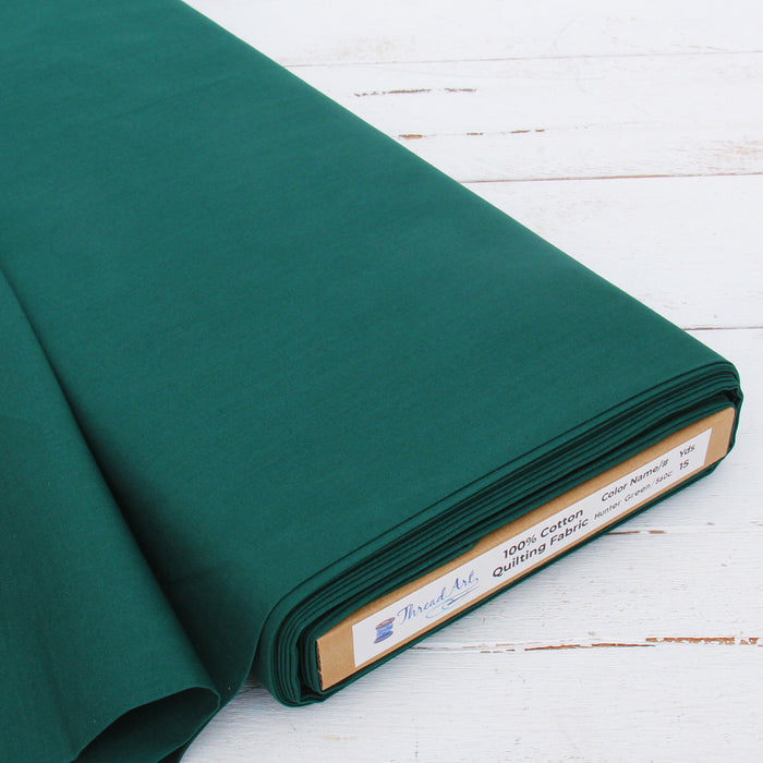 Premium Cotton Quilting Fabric Sold By The Yard - Solid Hunter Green - Threadart.com