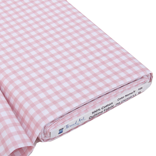 Premium Cotton Quilting Fabric Sold By The Yard - Spring Picnic Collection - Gingham Light Pink - Threadart.com