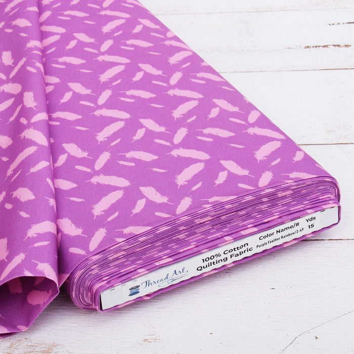 Premium Cotton Quilting Fabric Sold By The Yard - Patterned Purple Feather - Threadart.com