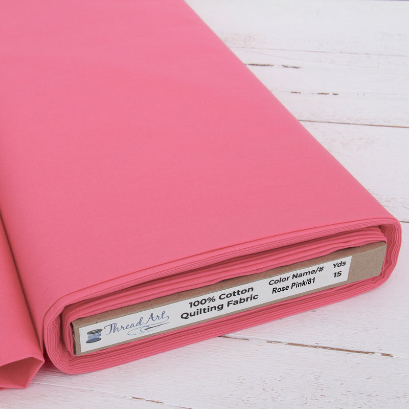 Premium Cotton Quilting Fabric Sold By The Yard - Solid Rose Pink - Threadart.com