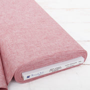 Berry yarn dyed homespun cotton linen blend fabric on the bolt
