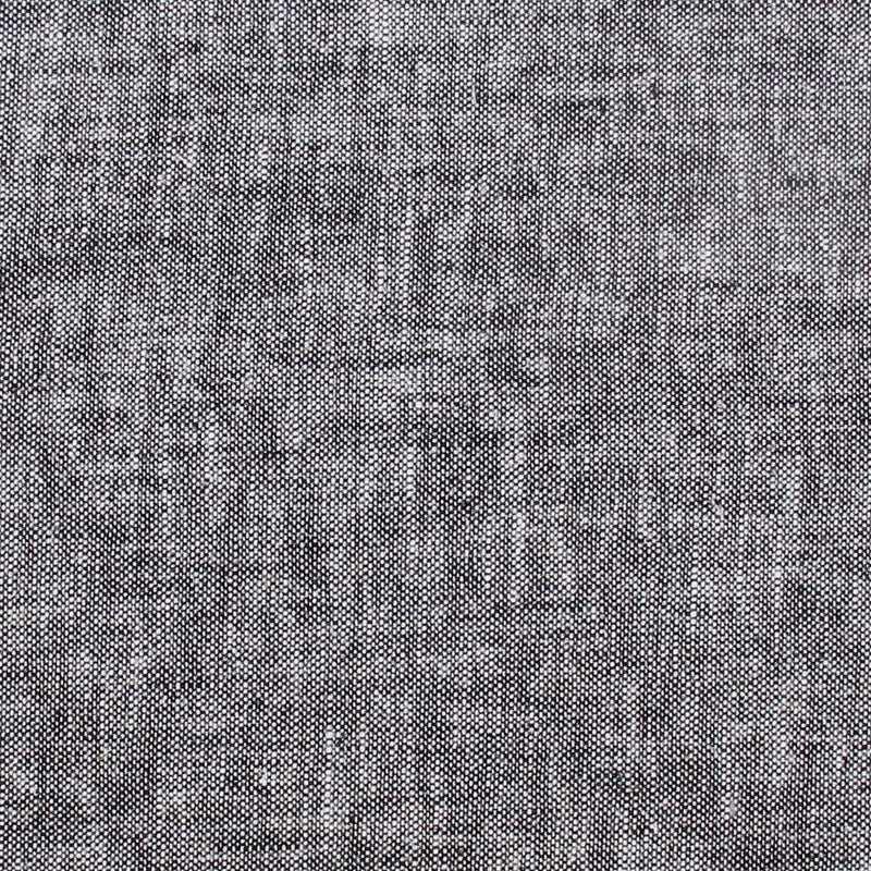 Close-up swatch of Black yarn dyed homespun cotton linen blend fabric