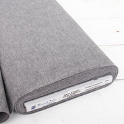 Graphite yarn dyed homespun cotton linen blend fabric on the bolt