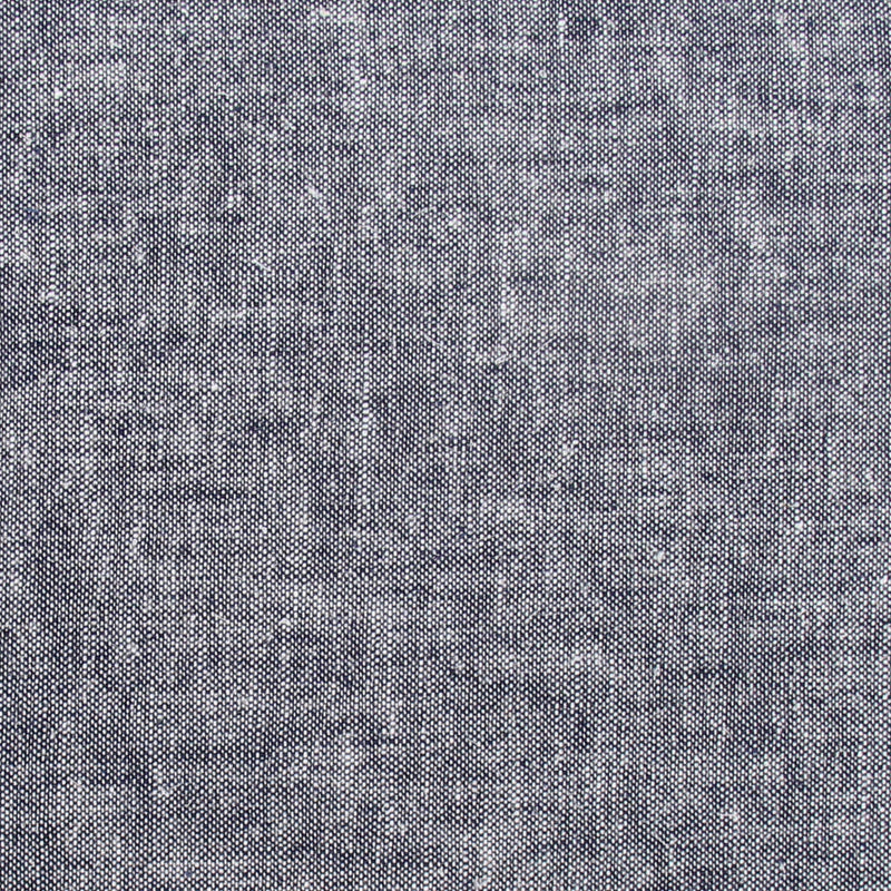 Close-up swatch of Navy yarn dyed homespun cotton linen blend fabric