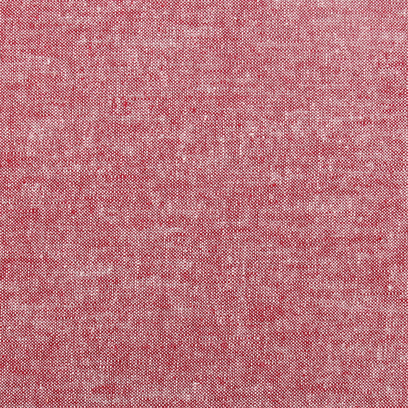 Close-up swatch of Red yarn dyed homespun cotton linen blend fabric