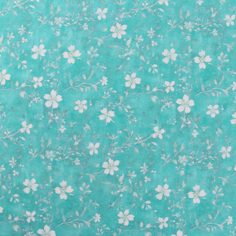 Premium Cotton Quilting Fabric Sold By The Yard - Vintage Threads Collection - Aqua Floral - Threadart.com