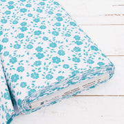 Premium Cotton Quilting Fabric Sold By The Yard - Vintage Threads Collection - Aqua Flower - Threadart.com