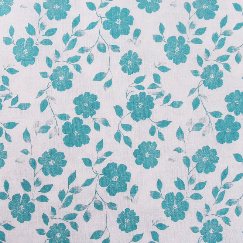 Premium Cotton Quilting Fabric Sold By The Yard - Vintage Threads Collection - Aqua Flower - Threadart.com