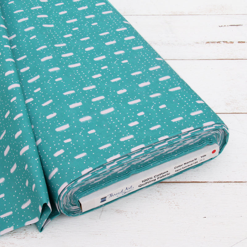 Premium Cotton Quilting Fabric Sold By The Yard - Vintage Threads Collection - Aqua Hatch - Threadart.com