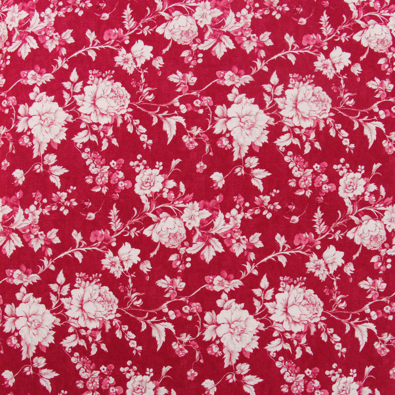 Premium Cotton Quilting Fabric Sold By The Yard - Vintage Threads Collection - Burgundy Flower - Threadart.com