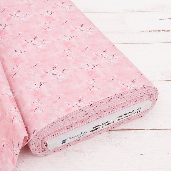 Premium Cotton Quilting Fabric Sold By The Yard - Vintage Threads Collection - Cherry Blossoms - Threadart.com