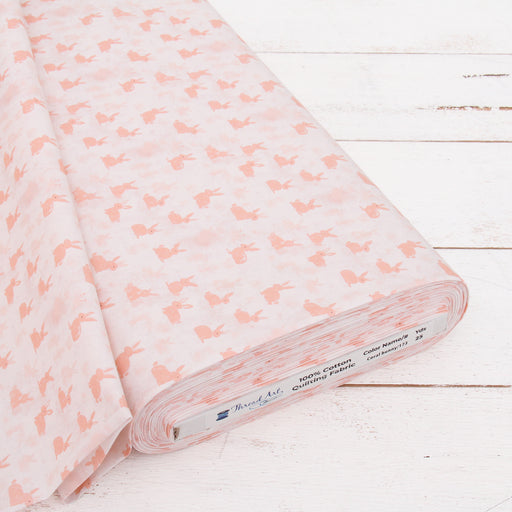 Premium Cotton Quilting Fabric Sold By The Yard - Vintage Threads Collection - Coral Bunnies - Threadart.com