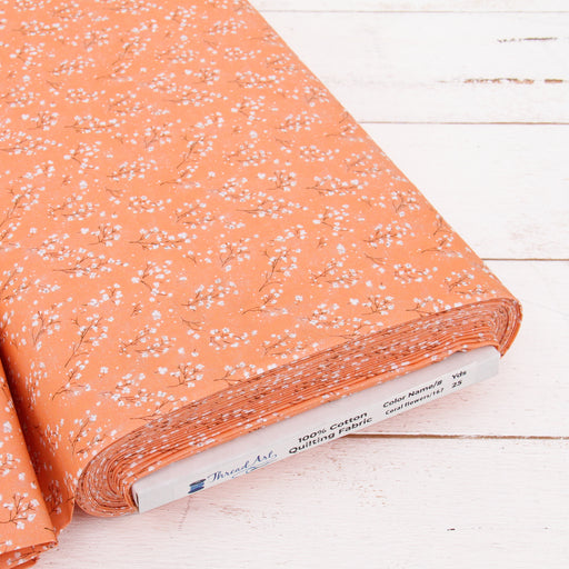 Premium Cotton Quilting Fabric Sold By The Yard - Vintage Threads Collection - Coral Flower - Threadart.com