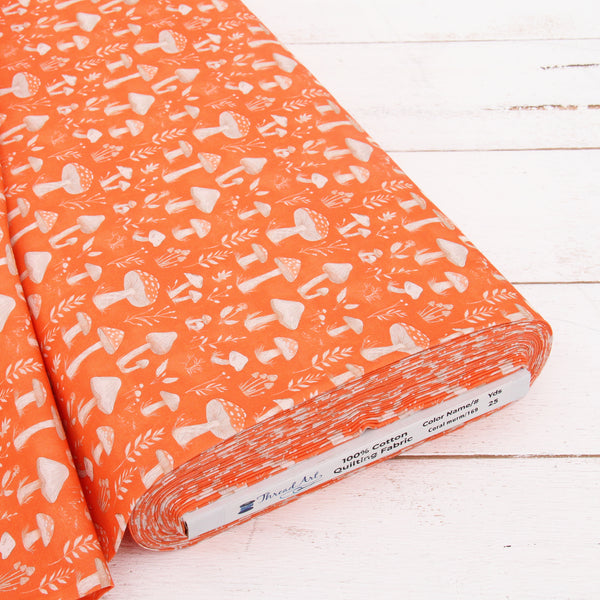 Premium Cotton Quilting Fabric Sold By The Yard - Vintage Threads Collection - Coral Mushroom