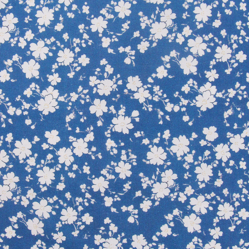 Premium Cotton Quilting Fabric Sold By The Yard - Vintage Threads Collection - Dark Blue Floral - Threadart.com