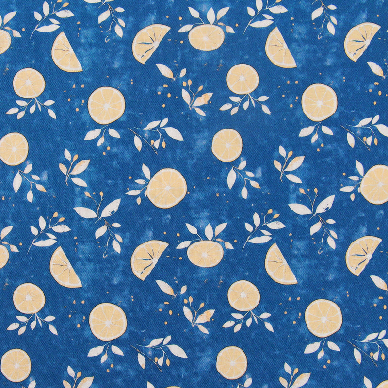 Premium Cotton Quilting Fabric Sold By The Yard - Vintage Threads Collection - Dark Blue Lemon - Threadart.com