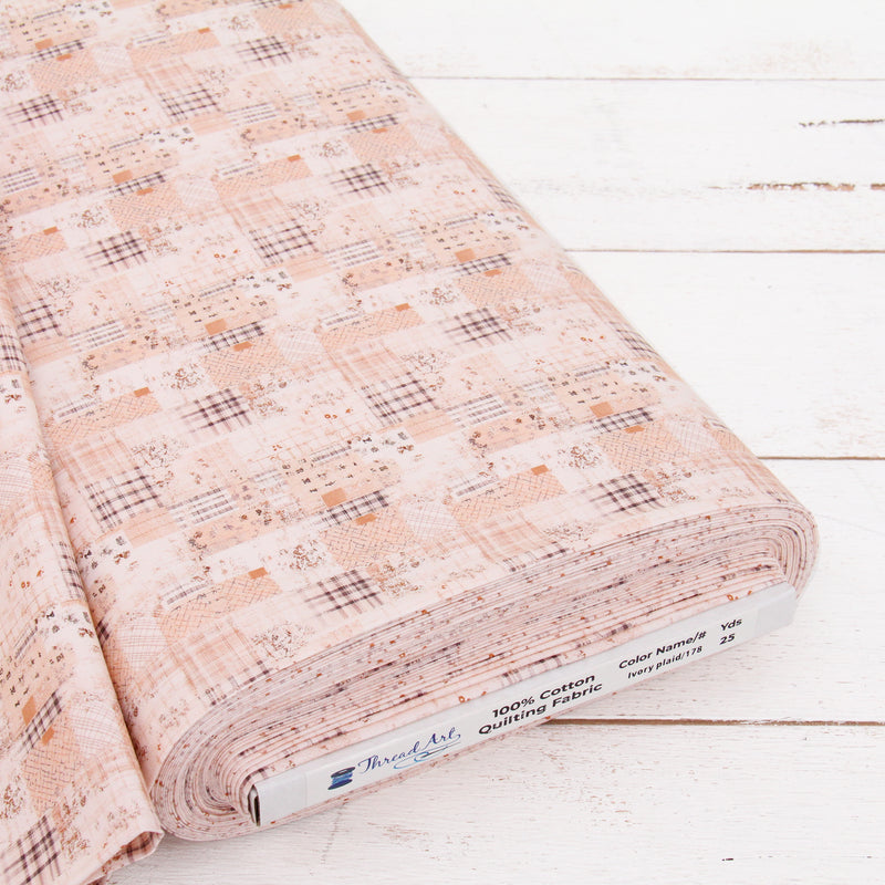 Premium Cotton Quilting Fabric Sold By The Yard - Vintage Threads Collection - Ivory Plaid - Threadart.com
